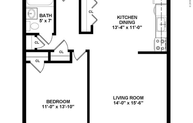 1 bed, 1 bath, 556 sqft, $2,850