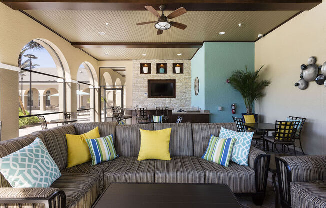 Large couch in community veranda in Orlando, FL 32827