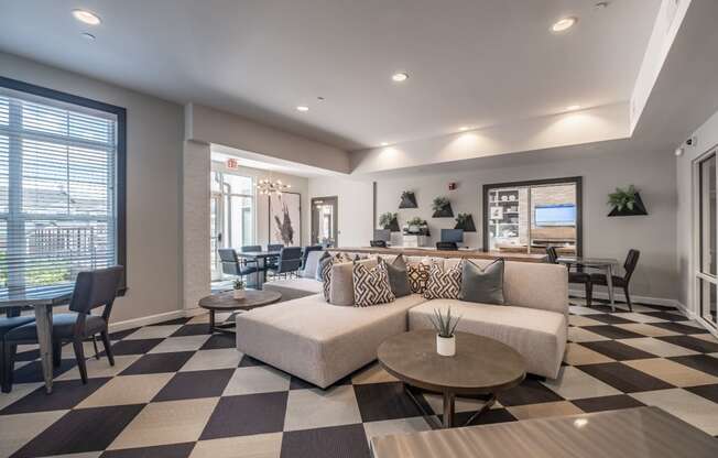 Posh Lounge Area In Clubhouse at Abberly CenterPointe Apartment Homes by HHHunt, Midlothian