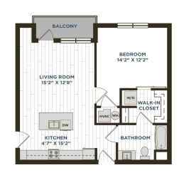 1 bed, 1 bath, 736 sqft, $1,921
