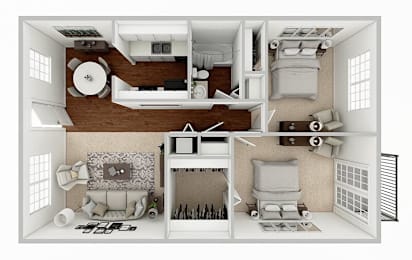 2 beds, 1 bath, 880 sqft, $994