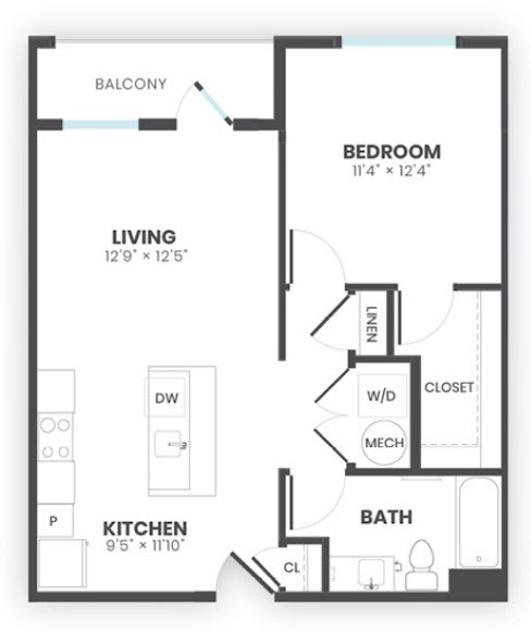 1 bed, 1 bath, 695 sqft, $1,438