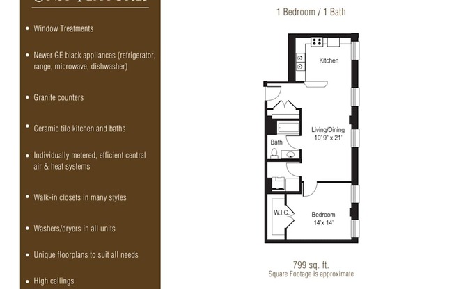 Apartment rental information of floor plan Bradford at Grand Wisconsin, Milwaukee, 53203