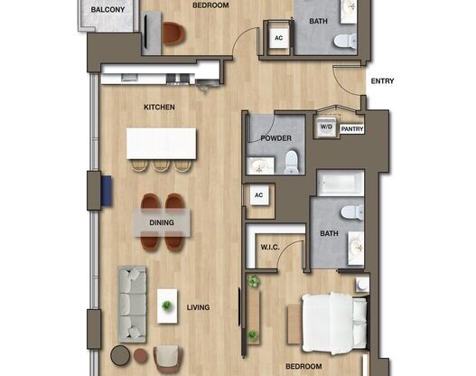 2 beds, 2.5 baths, 1,201 sqft, $5,000, Unit 3202