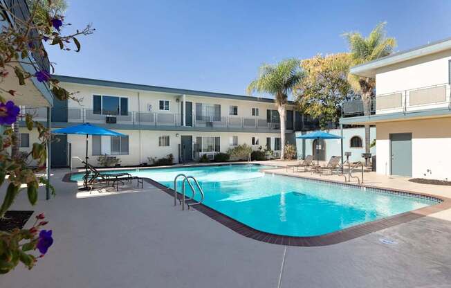 the swimming pool at our hotel in palm springs