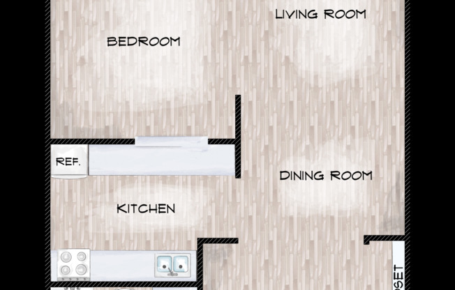 Studio, 1 bath, 406 sqft, $1,069, Unit 111