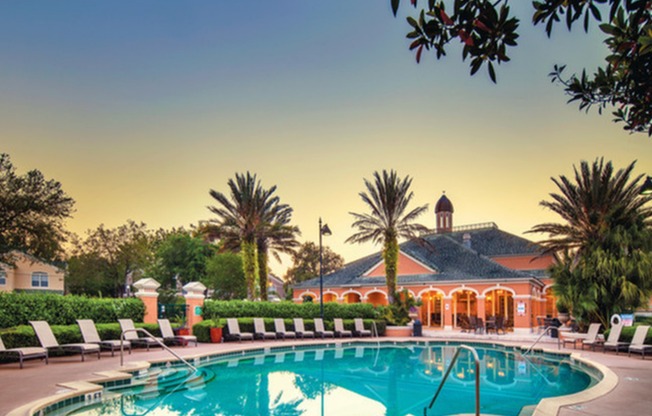 Henley Tampa Palms | Tampa, FL | Resort-Style Pool at Sunset
