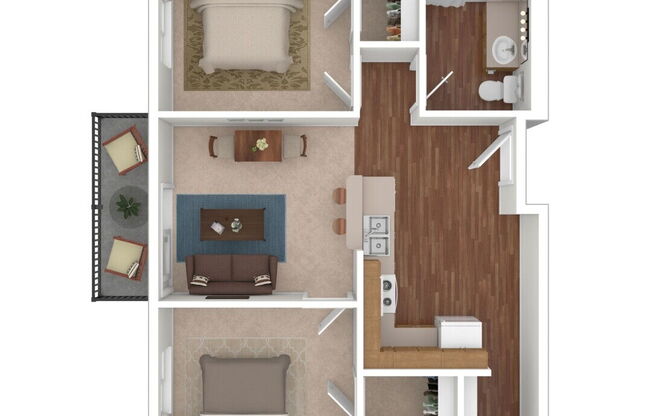 2 beds, 1 bath, 749 sqft, $1,281