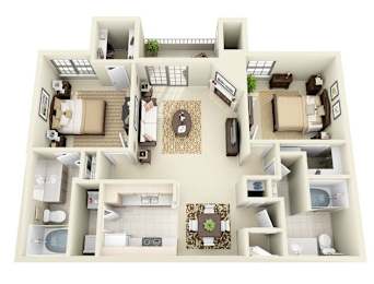 2 beds, 2 baths, 986 sqft, $1,543