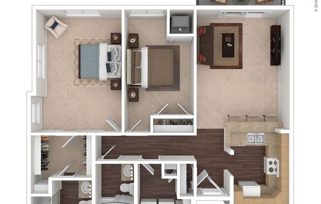 2 beds, 2 baths, 1,089 sqft, $1,850