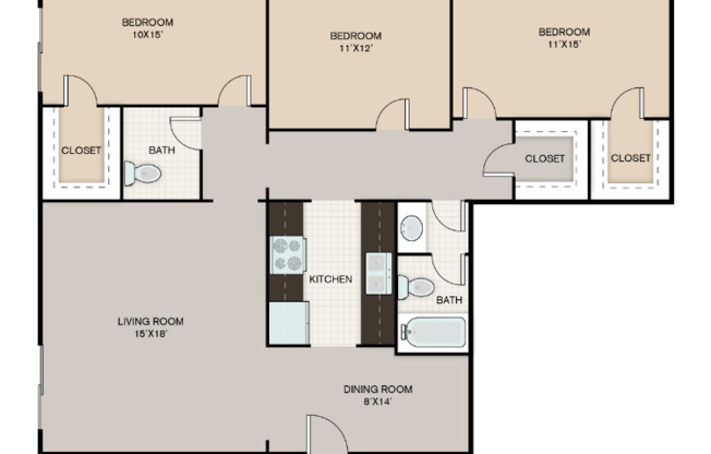 3 beds, 2 baths, 1,370 sqft, $1,575