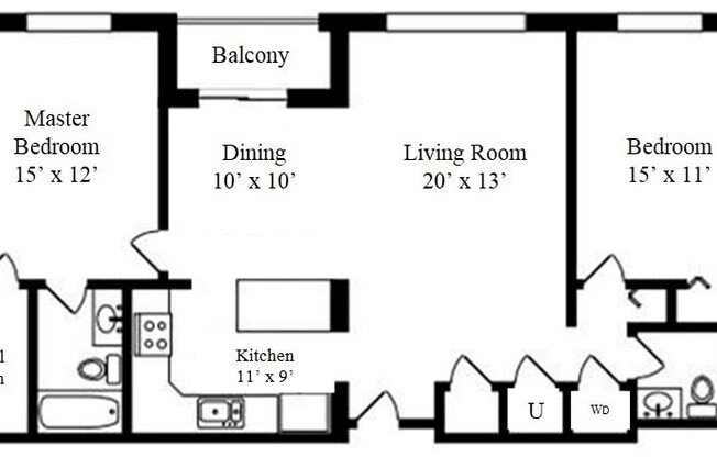 2 beds, 2 baths, 1,020 sqft, $4,100, Unit 503