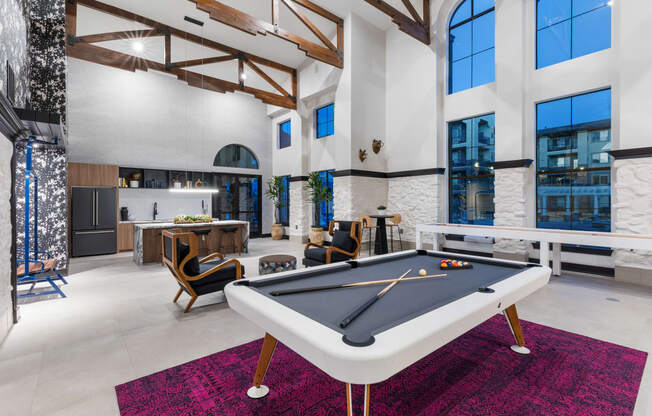 clubhouse with pool table at the m on hennepin