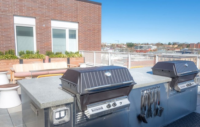 Rooftop lounge with two grills