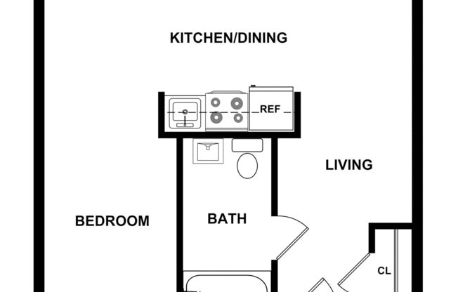 Studio, 1 bath, 423 sqft, $949