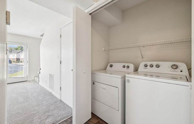 Washer and Dryer with Built In Shelving