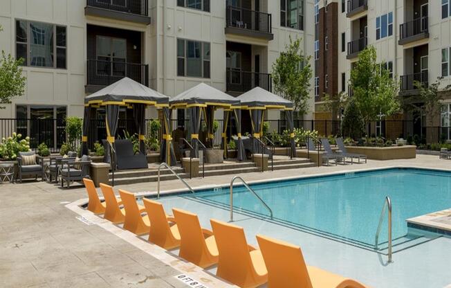 Saltwater Pool And Cabana lounging at Berkshire Main Street, Durham