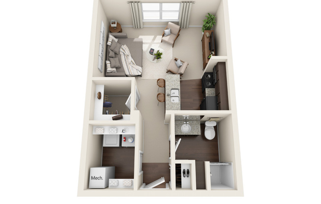 Studio, 1 bath, 477 sqft, $955