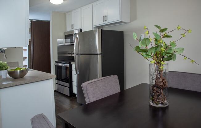 Spacious Countertops and New Appliances in Kitchen of Minneapolis Apartment