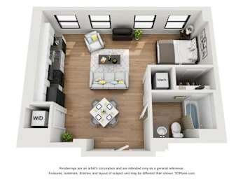 Studio, 1 bath, 601 sqft, $1,431