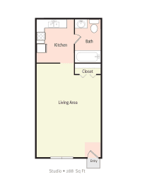 Studio, 1 bath, 288 sqft, $1,009