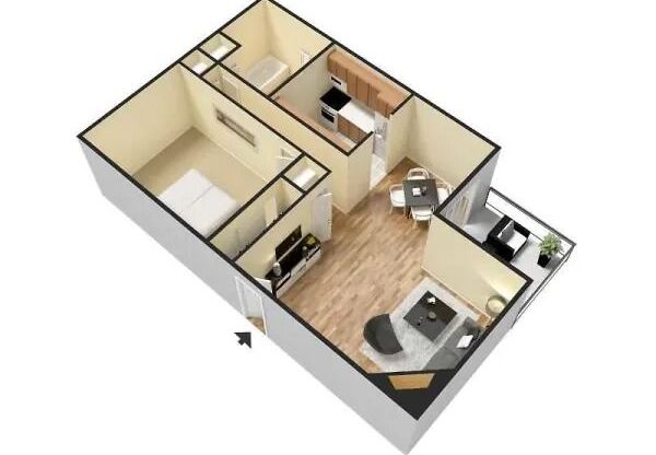 1 bed, 1 bath, 820 sqft, $920