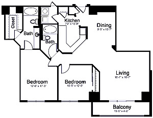 2 beds, 2 baths, 1,372 sqft, $2,813