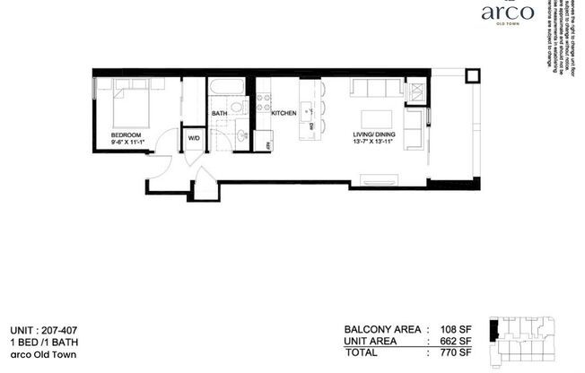 1 bed, 1 bath, 628 sqft, $2,900, Unit 1552-207