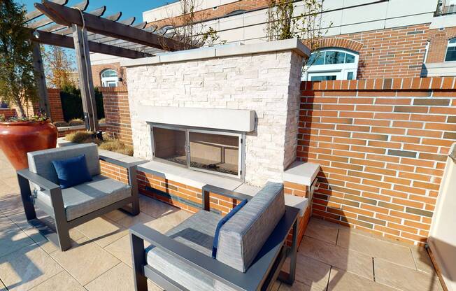 Outdoor fireplace on the rooftop terrace