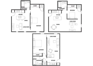 1BR x 1BA Floor Plan at Watercooler, Boise, ID, 83702