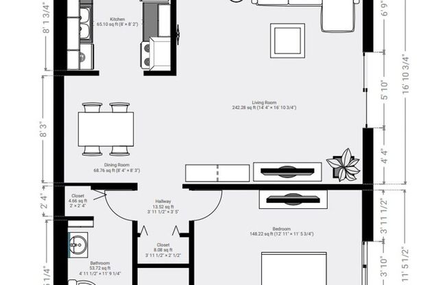 1 bed, 1 bath, 700 sqft, $1,099, Unit 2009-8