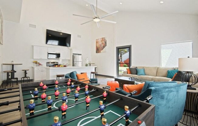 Clubhouse game room with fooze-ball