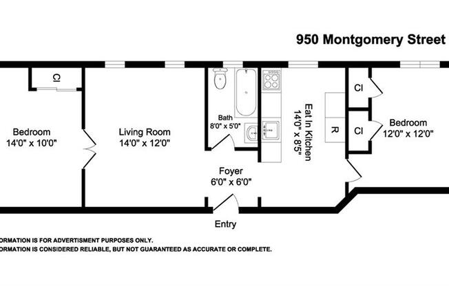 2 beds, 1 bath, 900 sqft, $2,499, Unit 1B