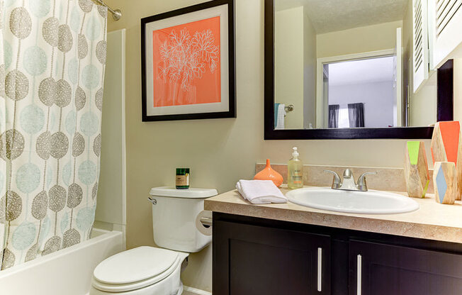 Large renovated bathrooms at The Bradford at Easton Apartments in Columbus, OH