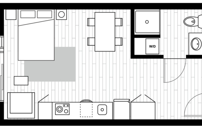 Studio, 1 bath, 376 sqft, $1,849, Unit 202