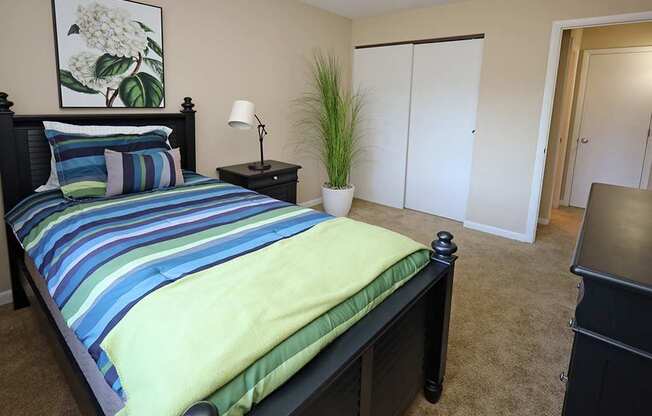 Model Bedroom at Edgewater Landing Apartments in Cleveland OH