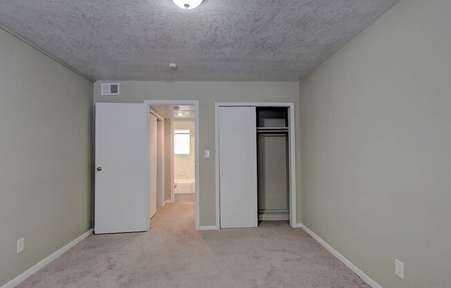 Image of carpeted room with closet