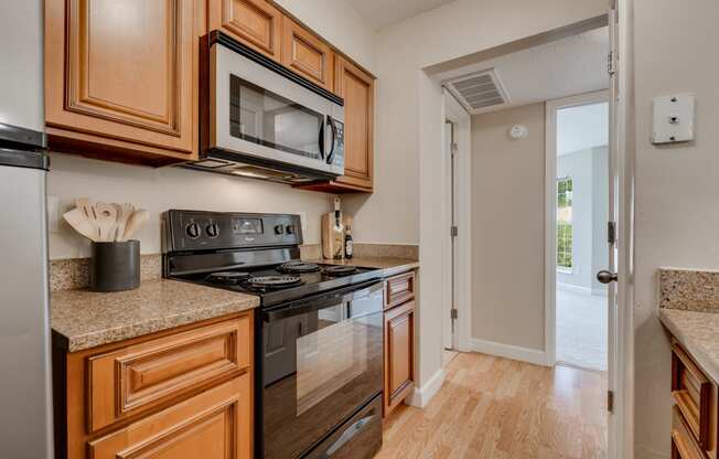 Kitchen With Black & Stainless Appliances