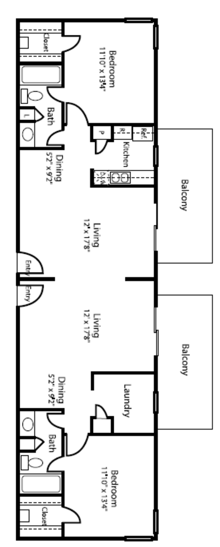 2 beds, 2 baths, 1,300 sqft, $1,369