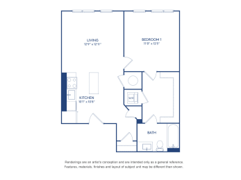 1 bed, 1 bath, 693 sqft, $3,332