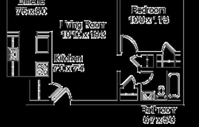 1 bed, 1 bath, 535 sqft, $1,195, Unit 207