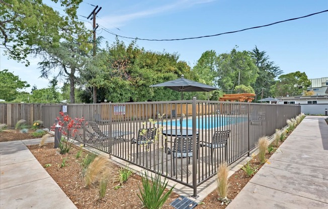 Pool with fence around it