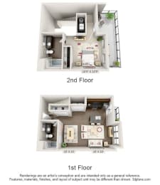 1 bed, 2 baths, 964 sqft, $1,850