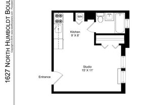 Studio, 1 bath, 317 sqft, $1,250, Unit 2E