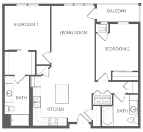 2 beds, 2 baths, 1,150 sqft, $1,955