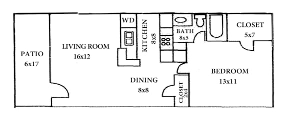 1 bed, 1 bath, 547 sqft, $875