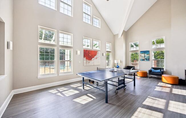 the preserve at ballantyne commons spacious game room with table tennis