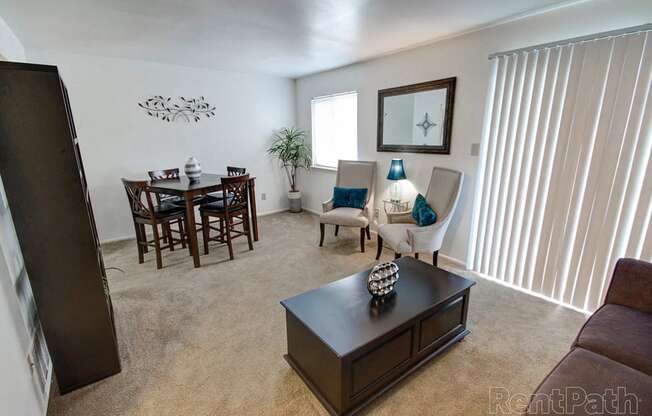 Bright Living Room at Lake Camelot Apartments, Indianapolis, 46268