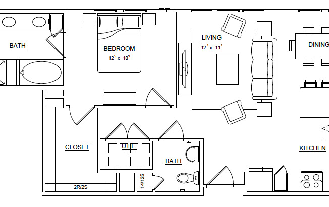 1 bed, 1.5 baths, 855 sqft, $1,984