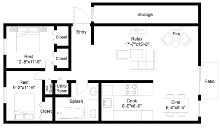 2 beds, 1 bath, 864 sqft, $1,649